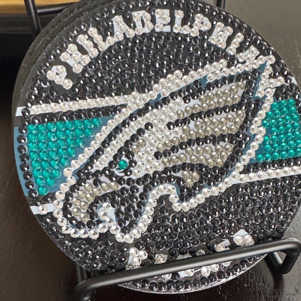 🦅 Handcrafted Philadelphia Eagles Diamond Art Coasters – Set of 4 Gift Ready - Picture 2 of 6